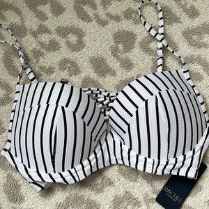 Rachel Roy Black and White Stripe Swim Top